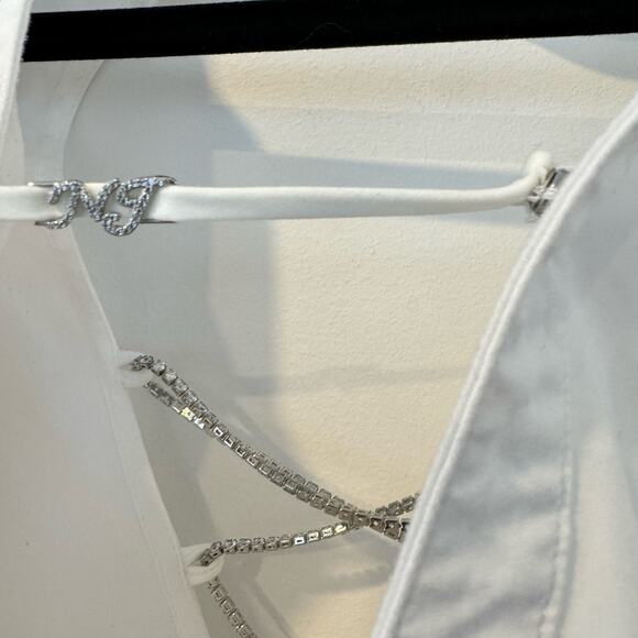 Nana Jacqueline Saddie Shirt Dress Open Back Diamond Embellished Mini - Picture 6 of 11